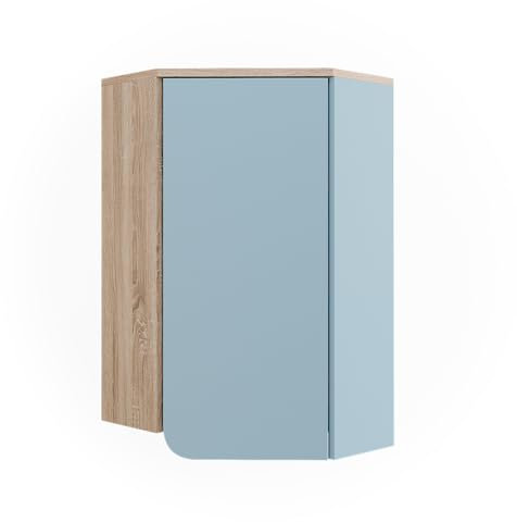 Vicco Badschrank Karen, Blau-Grau, 42.4 x 75 cm mit Tür und offenen Fächern