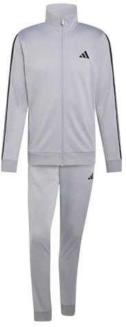 adidas Herren SPORTSWEAR BASIC 3 STRIPES TRICOT TRACKSUIT, halo silver, XL