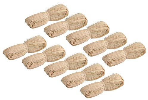 Meister Naturbast 50 g – 10 Stück – Naturmaterial – Witterungsbeständiger, reißfester Raffiabast für DIY, Dekoration und Garten, Natur