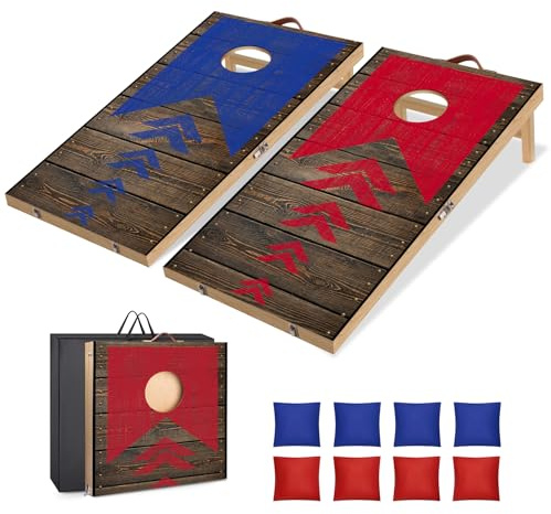NZQXJXZ Cornhole Set Outdoor, 2-in-1 Collapse Cornhole Game with Bean Bags & Carrying Bag for Backyard, Lawn, Beach, Camping Outdoor Game Set