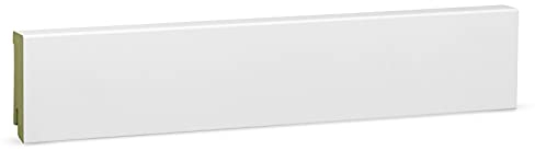 KGM Sockelleiste Modern – Bad- und Küchenleiste – feuchtebeständige Fußbodenleiste MDF weiß foliert – Maße: 2400 x 19 x 60 mm – 1 Stück