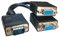 Aquarius Computer Supplies Monitor VGA SVGA Y Dual Splitter Cable Lead Adaptor Converter - BLACK