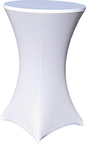 EXKLUSIV HEIMTEXTIL Stehtischhusse Stretch für Bistrotisch mit 4 Fußlaschen elastisch Ø 70-75x110-120 cm Weiß