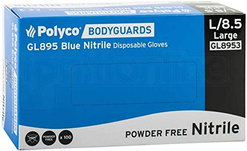 Bodyguards Gloves Blue Nitrile, Non-Sterile, Powder-free, Latex-free, Large (Box of 100) - GL8903