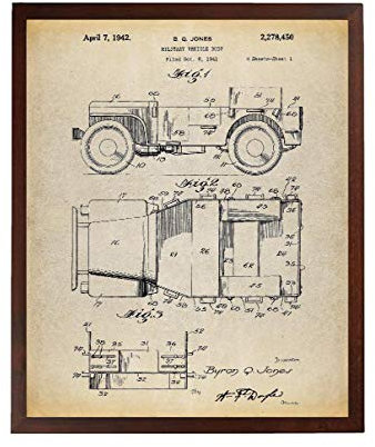 Turnip Designs Willy's Jeep Patent Poster Kunstdruck US Army Military Fahrzeug Patent Veteran TNP14