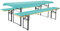 Brandsseller Auflagenset für Bierzeltgarnituren 3-teilig 2 Bankauflagen gepolstert 220x25 cm und 1 Tischdecke 240x90 cm für alle gängigen Festzeltgarnituren Bierbankauflagen Outdoor- Aqua