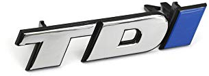 TDI Schriftzug vorn Kühlergrill Emblem Logo chrom blau Typzeichen Clip, für Fahrzeuge mit kurzem Vorderwagen (PR-Code AC0), ab Modelljahr 1995