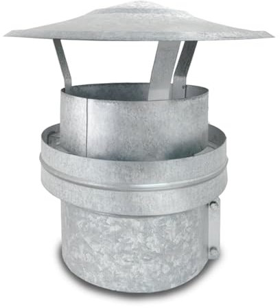 CAEXVEN Sombrerete Deflector para Conductos en Acero Galvanizado - Serie Lisa y Helicoidal - 120/125 mm