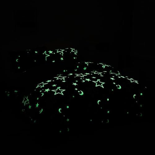 Loussiesd Bettbezug im Dunkeln Leuchtend, für Mädchen und Kinder, Motiv: Galaxie und Sternennacht, super weich, für Mädchen oder Mädchen