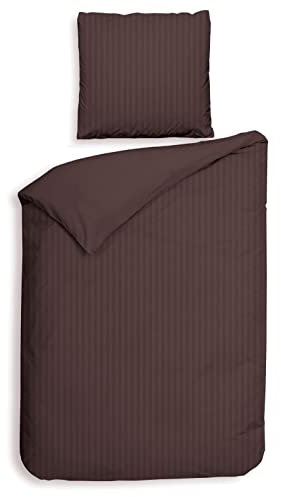 ZO! HOME Heckett and Lane Mako Satin 1 x Bettwäsche 135 x 200 cm + 1 x Kissenbezug 80 x 80 cm Banda Marsala Brown
