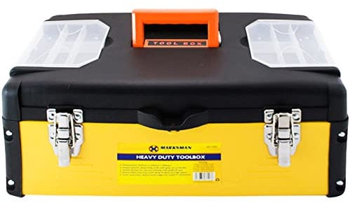 18 Inch MARKSMAN Premium PRO | LARGE HEAVY DUTY TOOL BOX | Chest | TRAY | Soft Grip Handle | Metal Sheet Edges & Latches | DIY | Compartment | Home | Office | WORKSHOP | Garage | Storage | UK FREE P&P