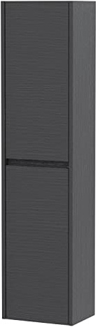 Hudson Reed NPH2262 Havana Modern Bathroom Wall Hung 1 Door Tall Bathroom Storage Unit, 350mm, Woodgrain Graphite Grey