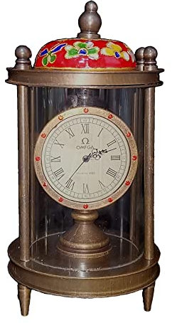 INPETS Rote Emaille-Uhr, automatische mechanische Uhr, kann normal verwendet werden, Höhe 13 cm, Figuren, Ornamente, Geschenke, Kunst, Handwerk, chinesische Antiquitäten/143