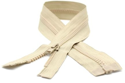 DOJA Barcelona | Teilbarer Reißverschluss Jacke | Pack 10 | 70cm | Nummer 5 | Beige | Reißverschlüsse pro Meter zum Nähen | Reißverschluß für Jacken, Hosen, Taschen, Jeans, Mäntel, Rucksäcke