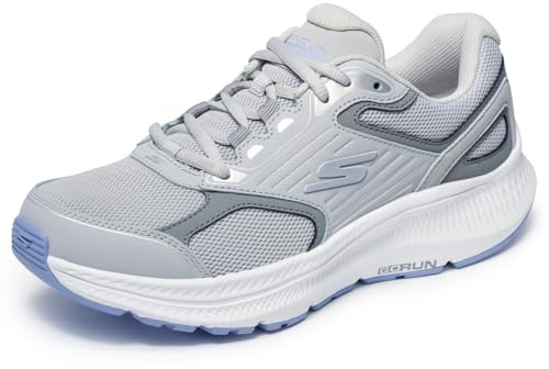 Skechers Go Run Consistent 2.0 Advantage, Scarpe da Ginnastica Donna, Gray Leather/Lavender Trim, 38.5 EU
