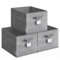 SONGMICS Cajas de Almacenaje Plegables, Juego de 3 Cestas de Tela, 40 x 30 x 24 cm, Organizadores de Armario, 2 Asas, Portaetiquetas, para Dormitorio, Salón, Gris Espadaña ROB440G01