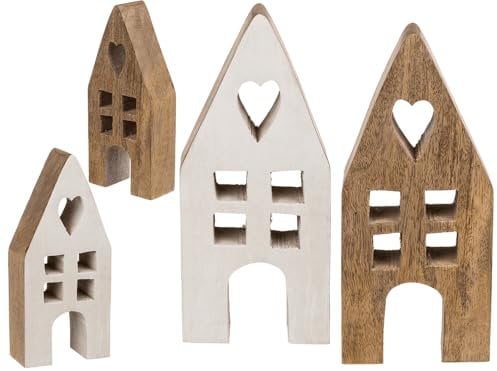 Out of the blue Deko-Holz-Haus, 9 x 4 x 20 cm, Seite A: weiß, Seite B: Natur