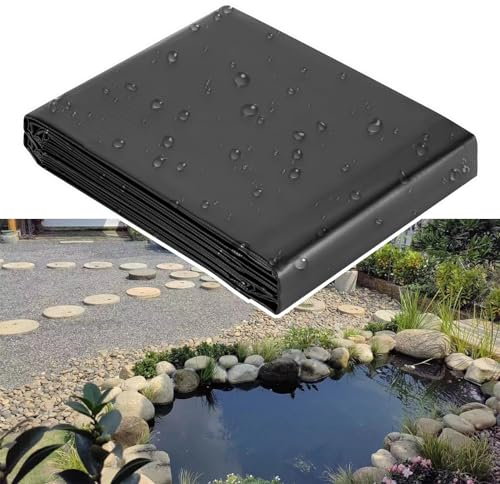 Dichtungsfolie Gartenteich Teichplane Fischteichfolie Schwimmteichfolie Hochbeet Folie Wasserdicht, HDPE Teichfolie 0.5mm Undurchlässige Folie,Teichmembran Zuschnitt für Koiteiche, Bachlauf, Brunnen (
