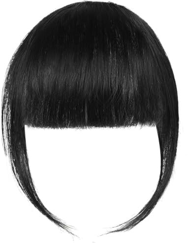 LOPHE Pony Haarteil, Echthaar Fringe Natürlicher Schwarz, One Piece Human Hair Natürliche Bangs für Frauen, Air Bangs mit Clip