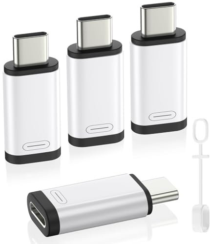 MoKo Lightning auf USB C Adapter 4 Stück, Adapter Lightning auf USB C mit 36W Schnellladung für iPhone 16/15 Pro Max Plus, iPad, Galaxy S24/S23, mit Anti-Lost Loop, Nicht für Audio/OTG, Weiß/Schwarz