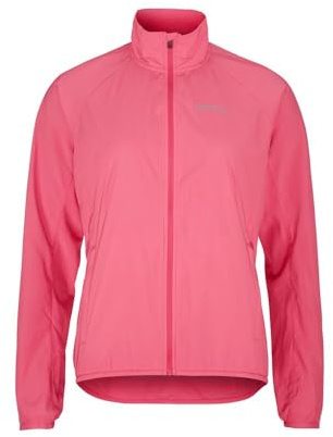 Craft Damen CORE Essence Wind Jacket FUCHSIA – Winddichte Laufjacke XXL mit Reißverschlusstaschen – Ultraleichte Übergangsjacke aus recyceltem Material
