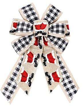 YAOGUI Lazos grandes para árbol de Navidad, decoración de fiesta de Navidad, corona de día festivo, 9 x 15 pulgadas, lazos prefabricados para coronas ya hechas de arpillera al aire libre granja