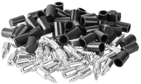 SOTECH 50 Stück Bodenträger mit Abdeckhülse schwarz Ø 7,5 mm, 25,5 mm | Stahl verzinkt Schraubmontage Gesamtlänge, 12,5 mm Gewindelänge, Kreuzschlitz PH2 Regalstifte für Holz- und Glasböden