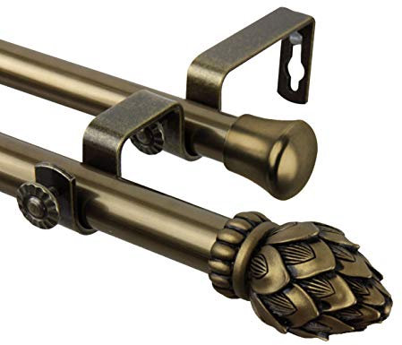Rod Desyne Bud Double Curtain Rod, 120 by 170-Inch, Antique Brass - 4707-994