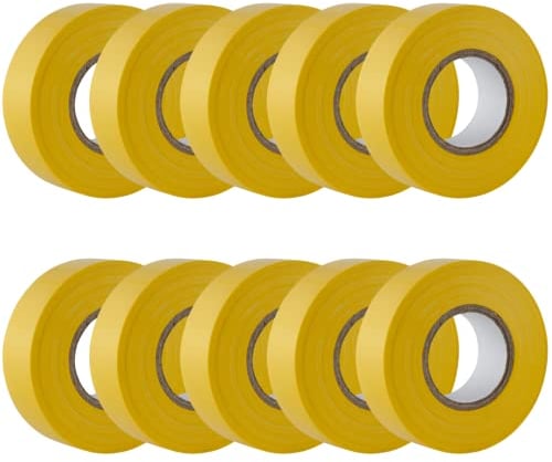 GTSE - Isolierband Gelb - 19 mm x 20 m - strapazierfähiges, selbstklebendes Isolierband - zum Schutz, Bündeln und Reparieren von Kabeln - 10 Rollen