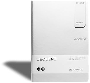 Zequenz Classic 360 Signature Serie, Größe: A5, 14,6 x 21 cm, groß, weiß, kariert, Softcover, Notizbuch, weich gebunden, 14,6 x 21 cm, 200 Blatt,70g/m², füllerfreundlich, minimalistisch, Büro, Alltag