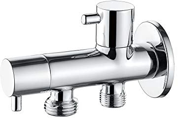 Ibergrif, Valvola ad Angolo a Due Uscite 1/2 '' e 3/8'', Rubinetto a Squadra, Sottolavabo, Cromo
