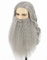 LeMarnia Wizard Perücke und Bart, Set, grau, lang, gelockt, für Cosplay, Kostüm-Zubehör für Halloween, Perücke