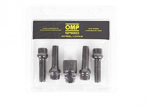 OMP Speed- Set di 4 viti antifurto, chiave speciale, cerchi M12X1.25, filettati 40mm lunghi, antifurto, forma conica