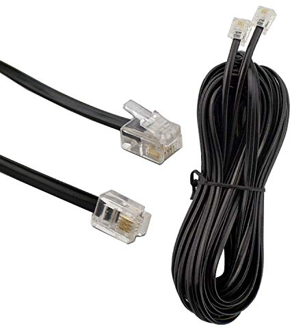 HUAZIZ 10m Cable Telefónico RJ11 Sobre RJ45 Cable Modular, Cable de Telefono Fijo 10 Metros, Cable Plano RJ11, Negro