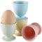 Ceramic Egg Cup Egg Cracker Topper Set for Soft Hard Boiled Eggs Shell Removal Includes 1 Egg Cutter 4 Ceramic Egg Cups and 4 Spoons (Egg Cup)