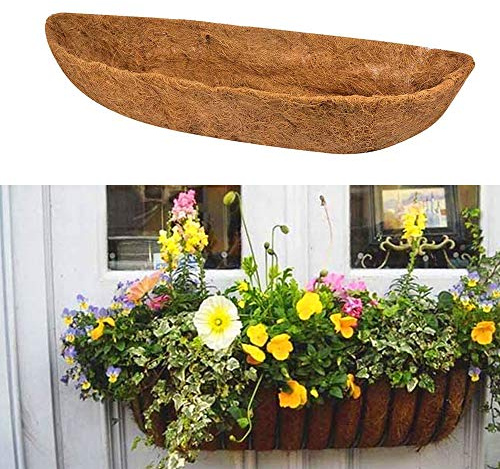 24/30/36/48 Inch Wall-mounted Coco Liner Trough, Half Moon Shape Coir Fiber Replacement Liner,Hanging Basket Planter Inserts Wall Trough Planter for Window Box Decoration (48inch)