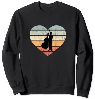Bassist Bassgeige Jazz Musiklehrer Retro Herz Kontrabass Sweatshirt