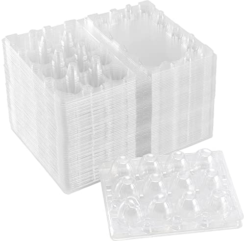MANCHAP 100 Stück 12 Gitter Wachteleier-Kartons Kunststoff Eier Karton-Halter Kleine Tabletts Stapelbare Aufbewahrungsspenderbox für kleine Wachteleier, Taubeneier, transparent