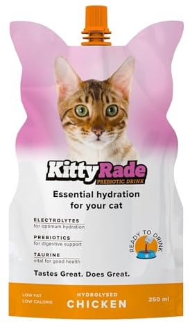 KittyRade Chicken Prebiotic Drink for Cats 250ml - With Prebiotics for Digestive Support & Electrolytes for Hydration - Contains Taurine