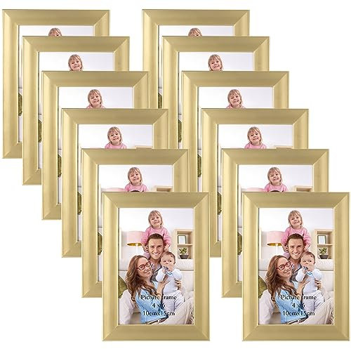 Giftgarden Gold 6x4 Photo Frames 12 Pack, Modern 4x6 Picture Photo Frames for Wall or Tabletop Display