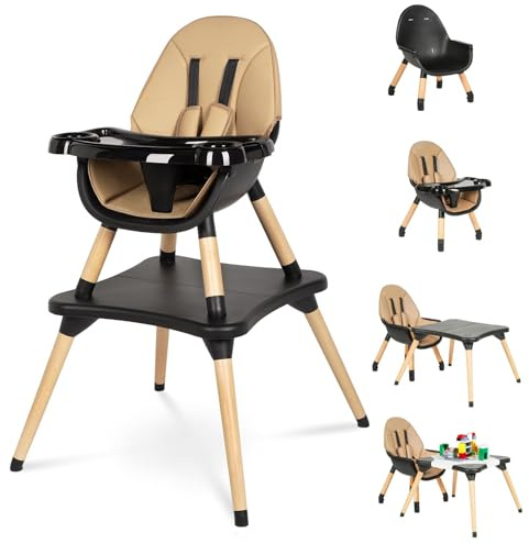 6 in 1 High Chair for Babies & Toddlers, Convertible Wooden Baby Highchair