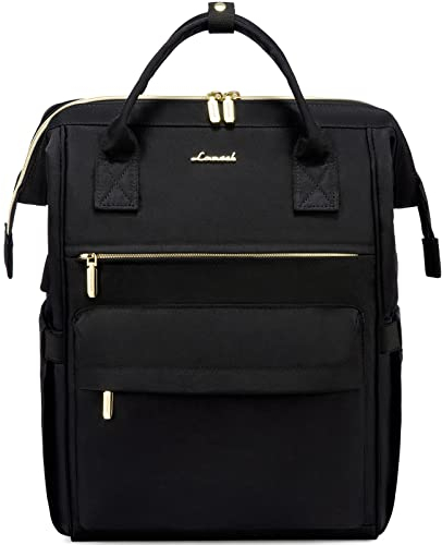 LOVEVOOK Sac a Dos Femme, 15,6 Pouces Imperméable pour Ordinateur Portable Elegant Antivol Avec Port de Charge USB & PC Compartiment pour Collège Voyage Loisir Travail Affaire, Noir