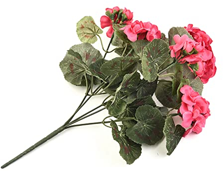 FUBESK Künstliche Geranie Rot Rosa Blumen Pflanze Künstliche Pflanzen Künstliche Blume für Haus Garten Wand Hochzeit Party Faux Blumen Bulk für Außen Pflanzgefäß Fensterkasten