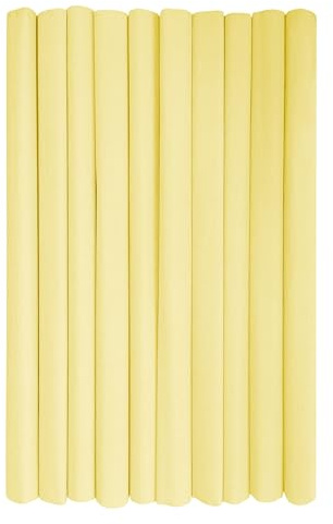 Interdruk - Krepppapierrollen für Kinder, DIY und Dekorationen, 10 Rollen (50 cm x 200 cm, 28 g/m²) – 33 Pastell-Strohgelb