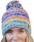 Pachamama Damen-Beanie, weiche Wolle, Mohair, Bommelmütze, Sherpa-Fleece, gefüttert, handgestrickt, gestreift, Pastellfarben, mehrfarbig, Einheitsgröße, handgefertigt, extra warm, Fair Trade,