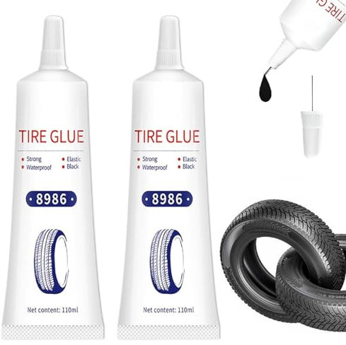 Kiuiom Pegamento de Goma para Coche, Cola Reparacion Neumaticos, Pegamento para Neumaticos de Coche, 120ml Neumáticos Sellador Pegamento Caucho Repara Pinchazos Coche para Coches y Motos