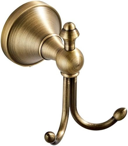 LSWYYP Doppelter Handtuchhaken, antikes Messing, Hornform, gebogene Handtuchhaken, Vintage-Stil, Wandmontage, Kleiderhaken, Bademantelhaken für Badezimmerzubehör, Braun