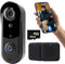 Wireless Video Doorbell Camera Indoor/Outdoor with Two Wireless Chimes, No Monthly Fee, 2.4Ghz WiFi, Human Detection, Real-time Alert, 2-way Audio, Night Vision, 32 GB SD Card and Cloud Storage
