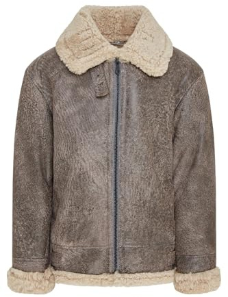 Men's Brown B3 Shearling Sheepskin WWII Bomber Leather Flying Aviator Jacket