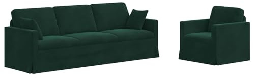 vidaXL Sofa Set 2 pcs Dunkelgrün 228 x 78 x 80 cm Samt, Wohnzimmer, rechteckige Form, modernes Design, langlebige Materialien, ergonomische Merkmale für Komfort und Stil in jedem Raum